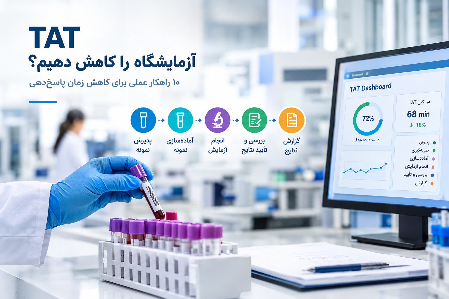 چگونه TAT آزمایشگاه را کاهش دهیم؟ ۱۰ راهکار عملی برای کاهش زمان پاسخ‌دهی